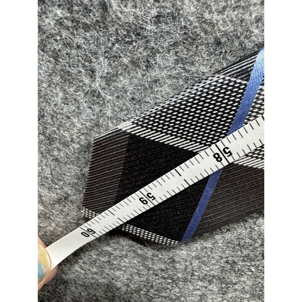 Perry Ellis Silk‎ Tie Men's Gray Blue Plaid 100% Silk Classic Business Necktie - Picture 3 of 7